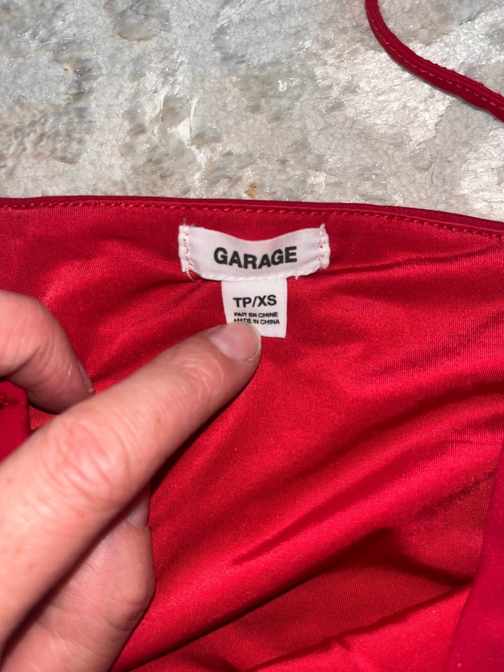 Garage Women’s Red mini Dress with Adjustable Side Ruche - Picture 2 of 5